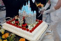 シンデレラ城の前で:(ウエディングケーキ:ラブリー,人形,イチゴ,スクエア)