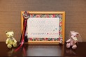 リバティの布地と刺繍のウェルカムボード:(ウェルカムボード:ラブリー,エレガント,花,リボン,その他)